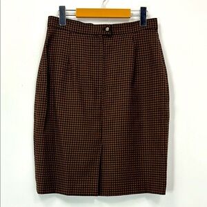 Vintage Braemar Petites Pure Virgin Wool Brown Checkered Women's Skirt Lined